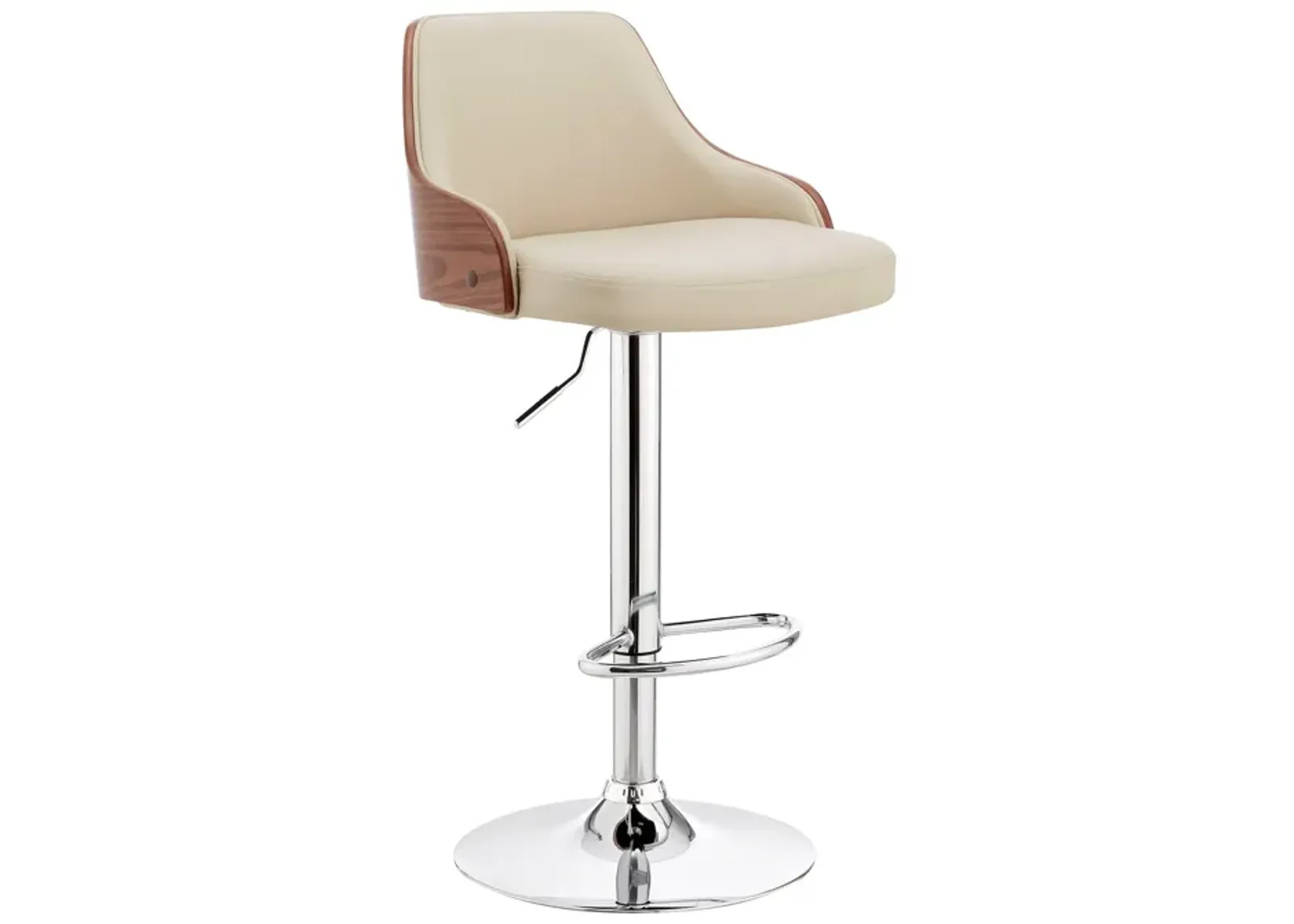 41" Swivel Adjustable Height Bar Chair - Cream / Silver