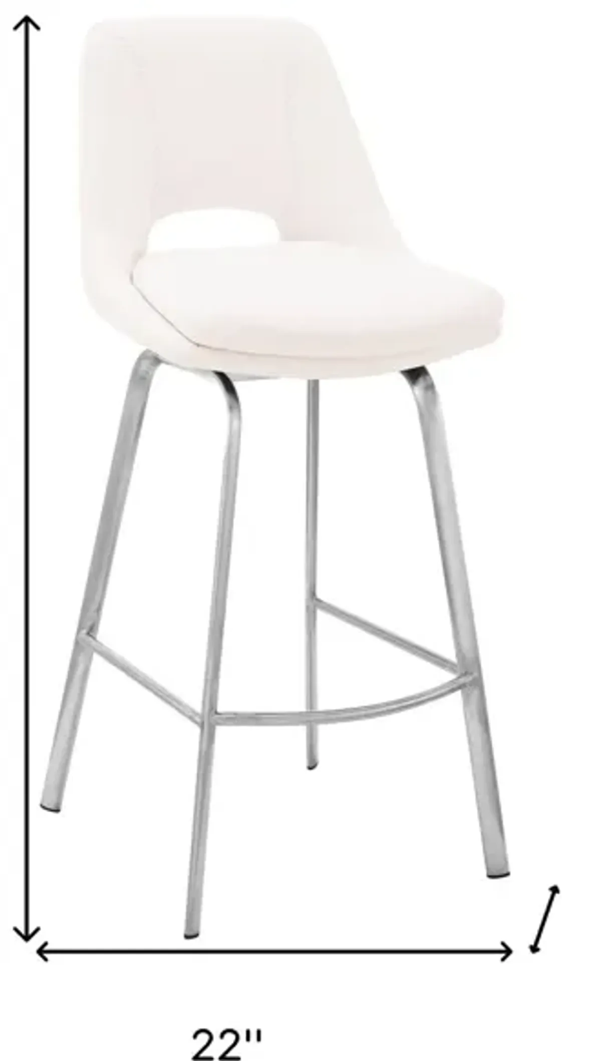 Swivel Low Back Counter Height Bar Chair - White / Silver