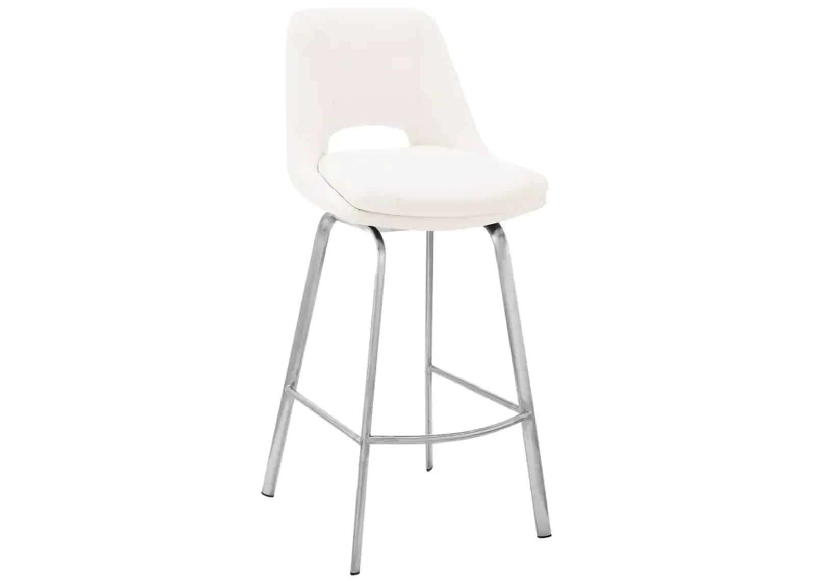 Swivel Low Back Counter Height Bar Chair - White / Silver