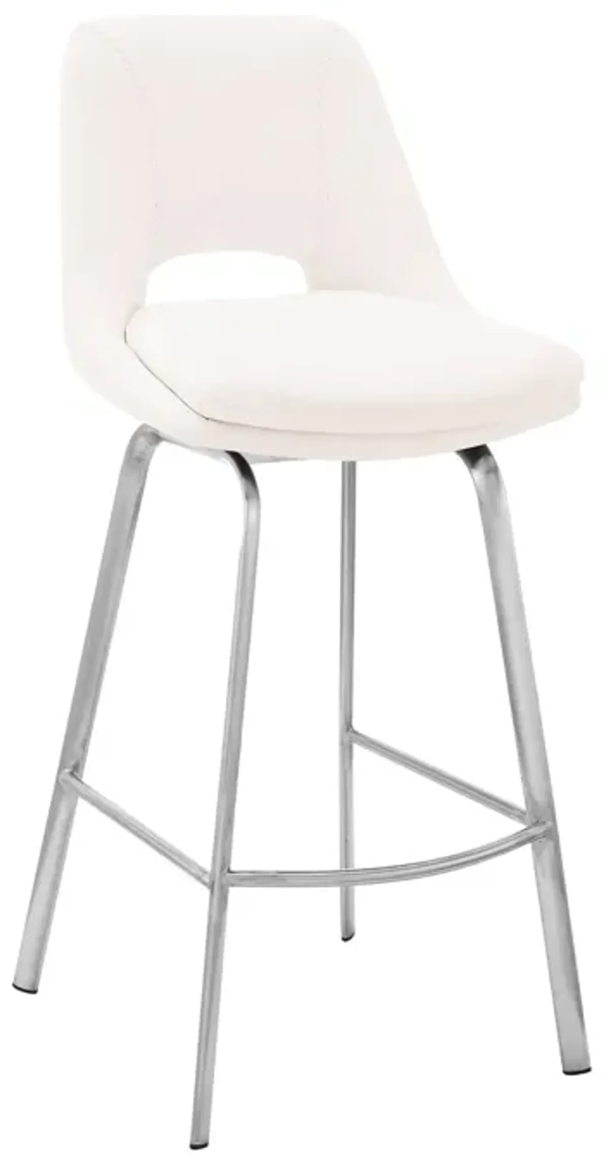 Swivel Low Back Counter Height Bar Chair - White / Silver