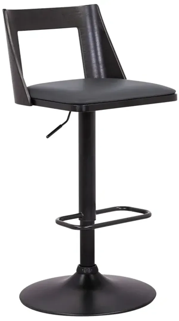 Faux Leather / Swivel Adjustable Height Bar Chair - Gray / Black