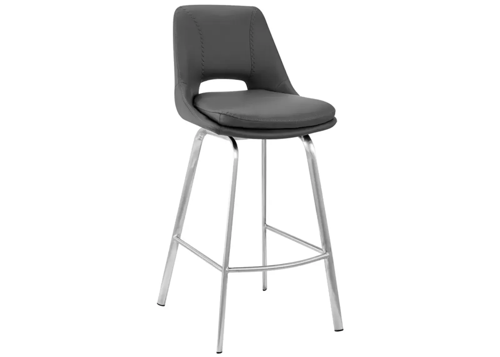 Swivel Low Back Counter Height Bar Chair - Gray / Silver