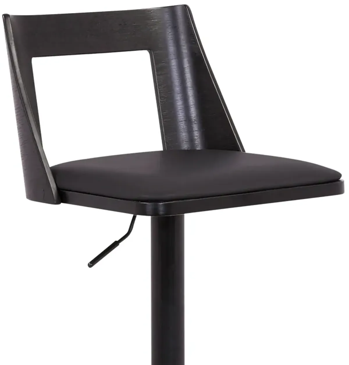 Faux Leather Swivel Adjustable Height Bar Chair - Black