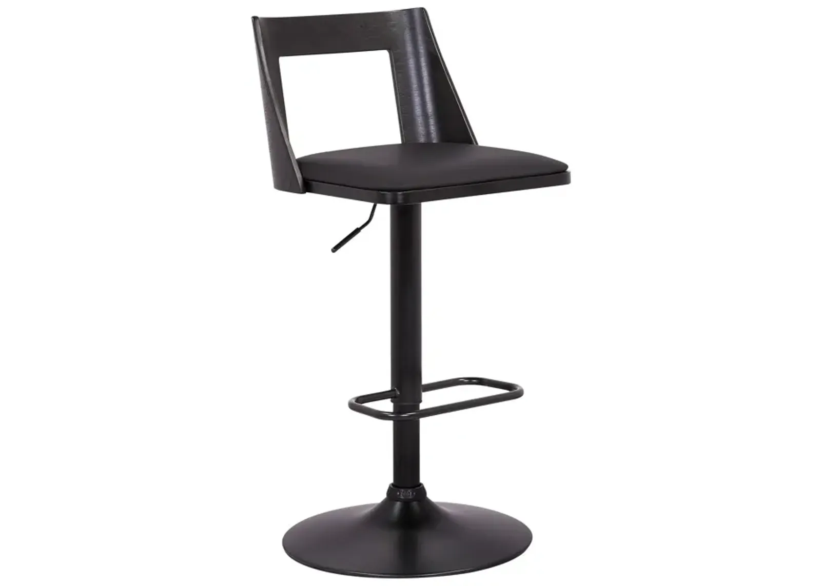 Faux Leather Swivel Adjustable Height Bar Chair - Black