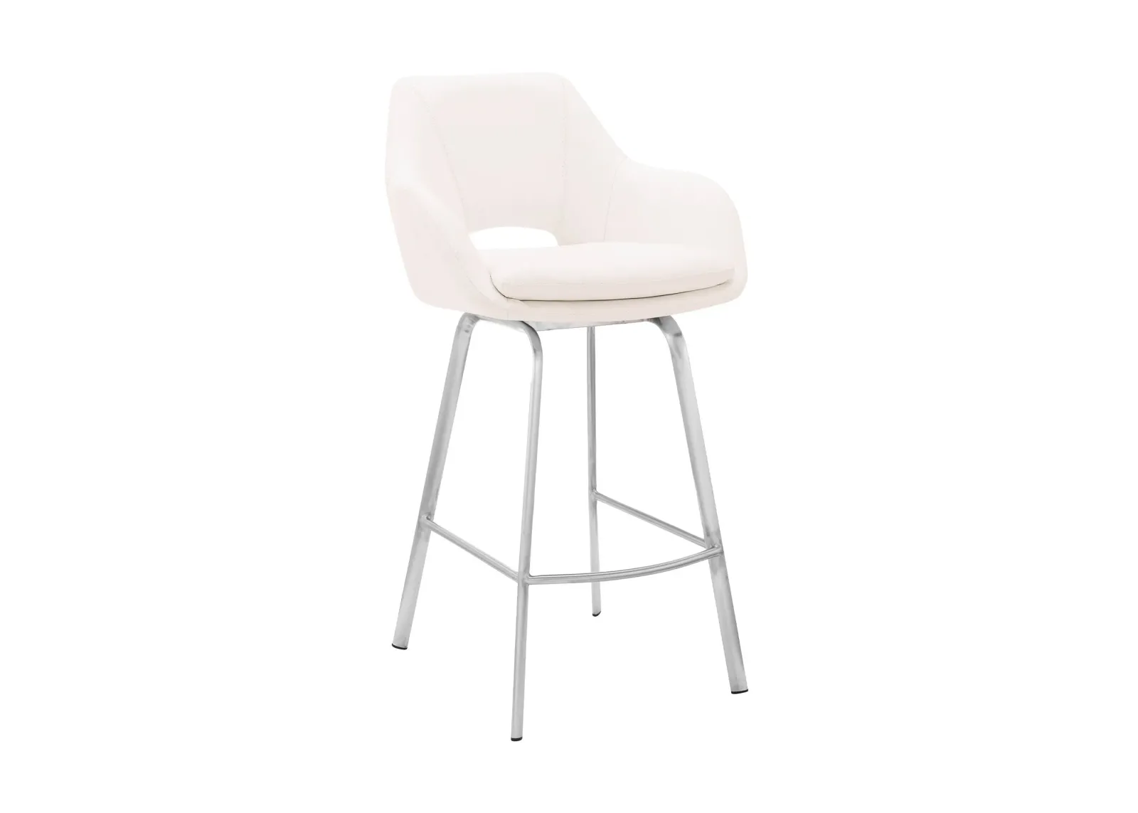 41" Swivel Low Back Bar Height Bar Chair - White / Silver