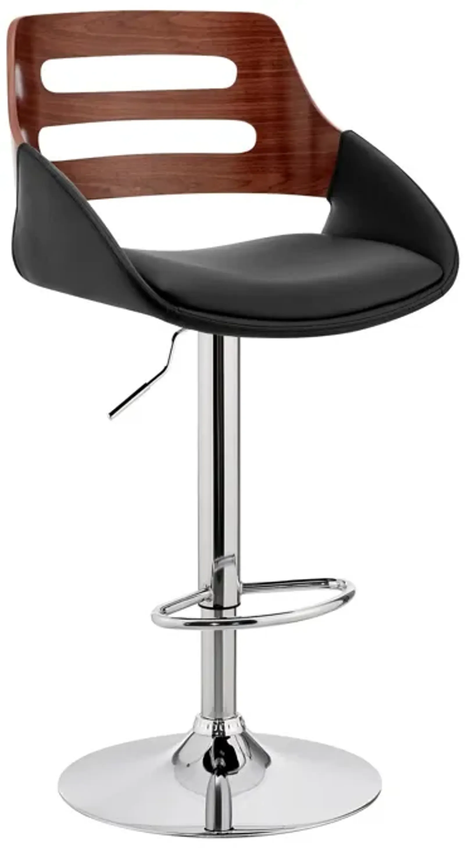 43" Swivel Low Back Adjustable Height Bar Chair - Black / Silver