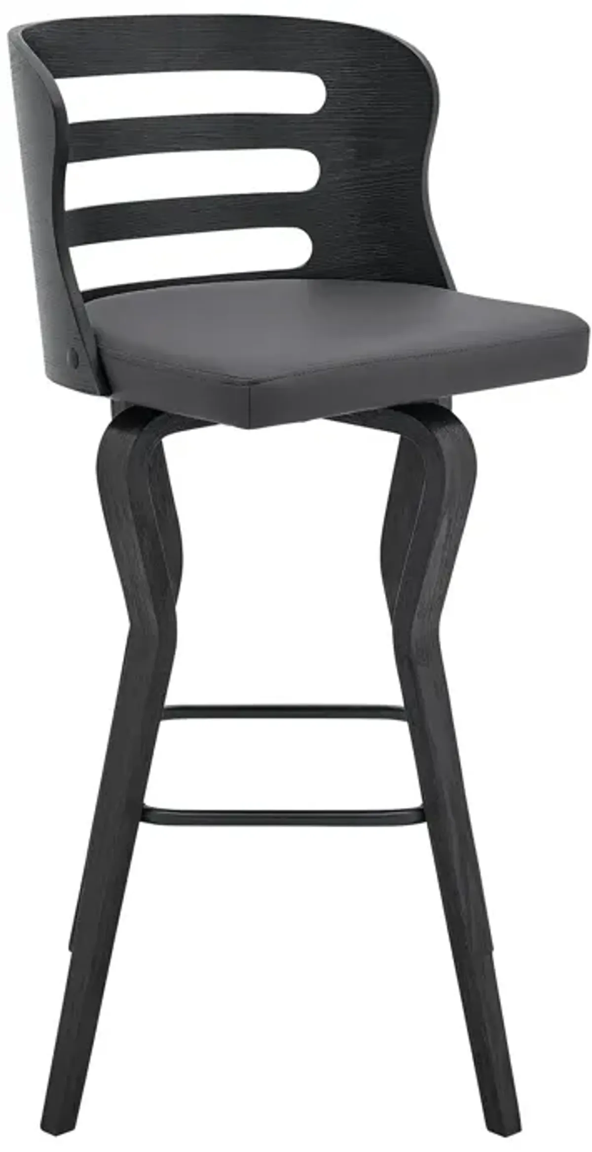 39" Faux Leather Swivel Low Back Bar Height Bar Chair - Gray / Black