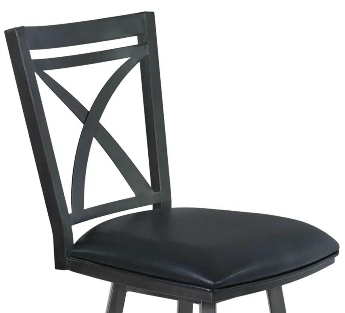 Faux Leather Swivel Bar Height Bar Chair - Black