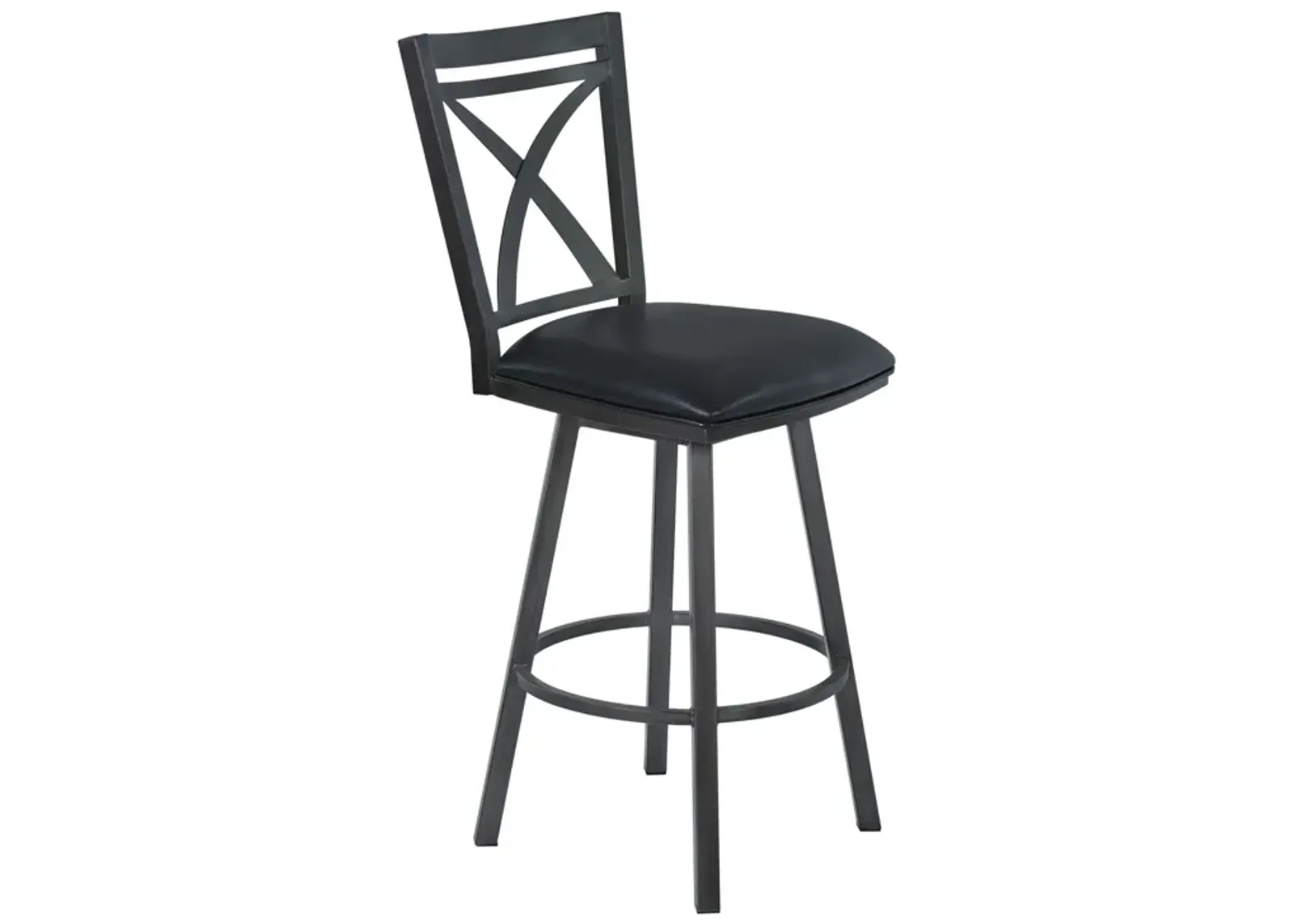 Faux Leather Swivel Bar Height Bar Chair - Black