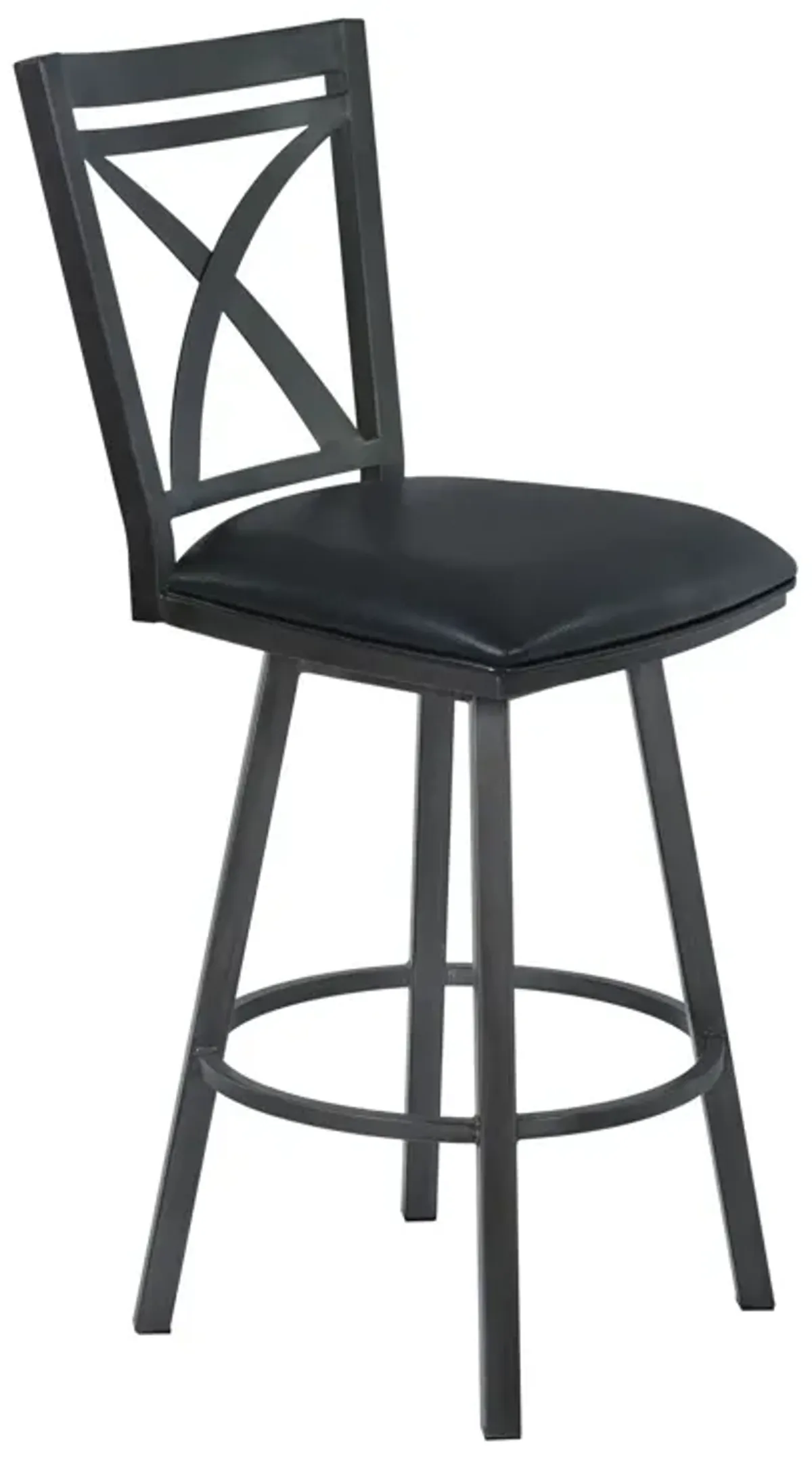 Faux Leather Swivel Bar Height Bar Chair - Black