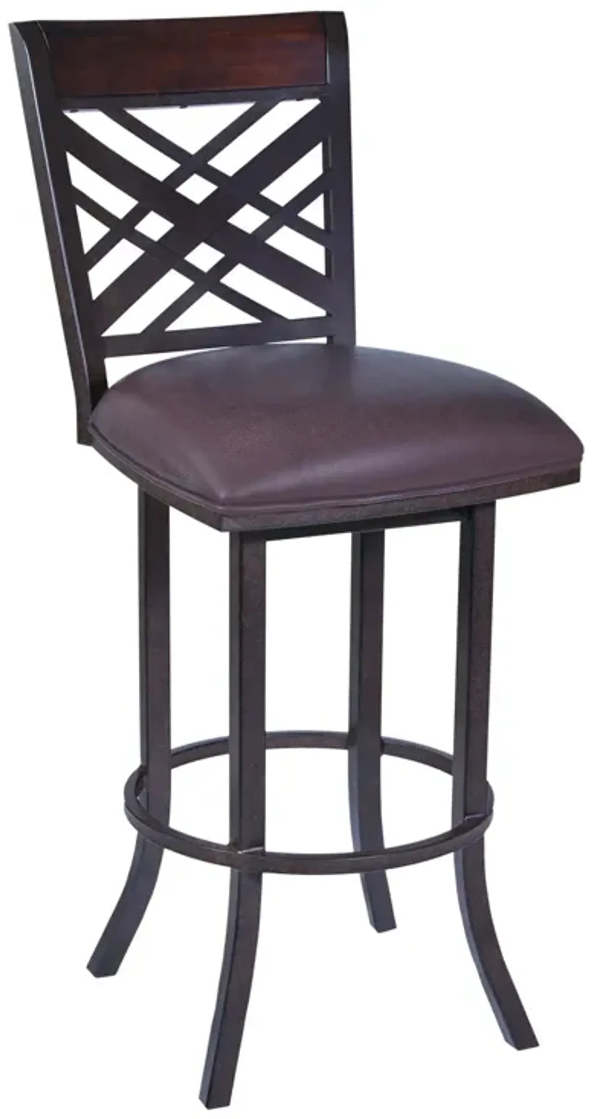 Faux Leather Counter Height Bar Chair - Brown