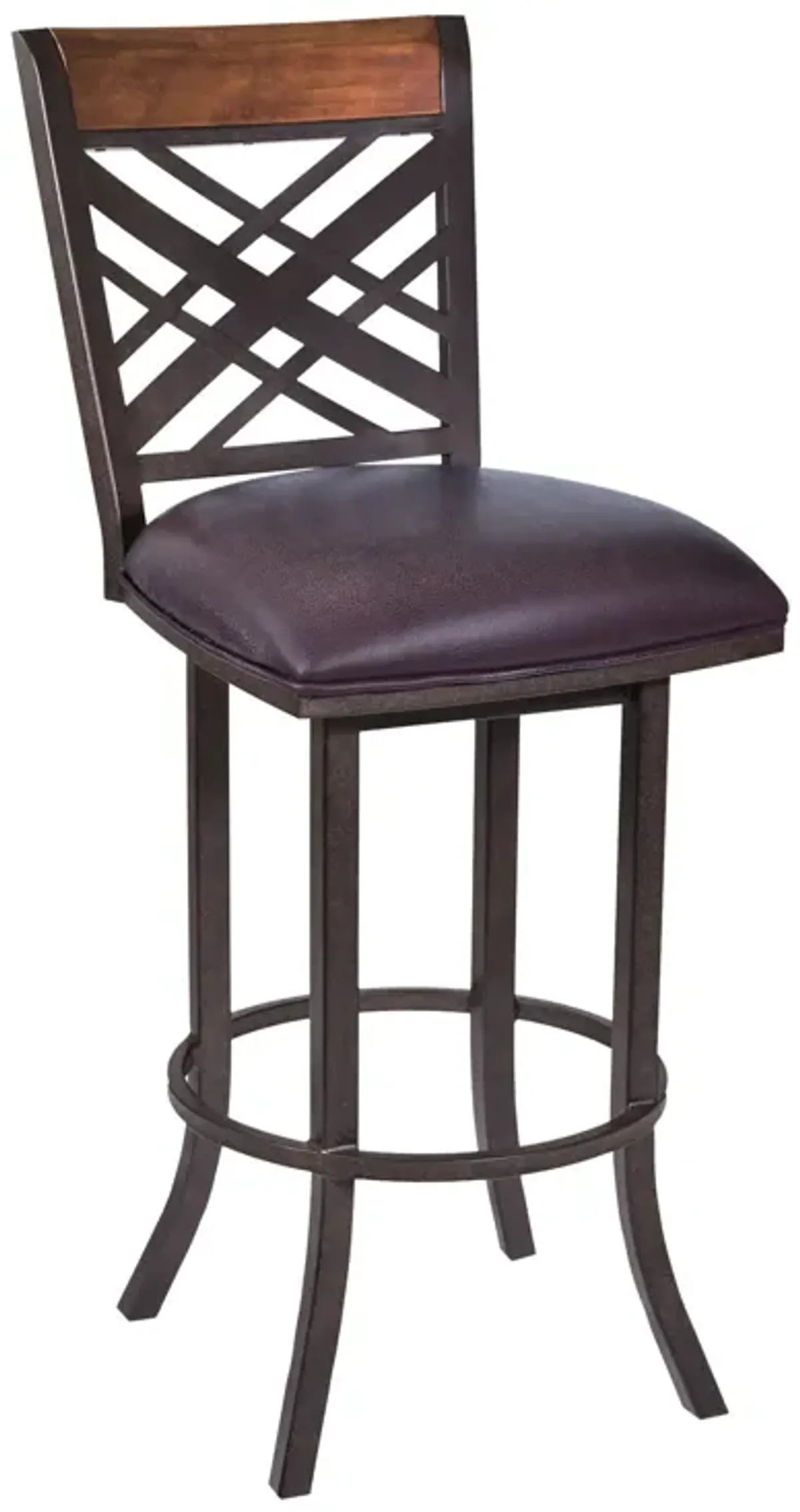 Faux Leather Counter Height Bar Chair - Brown