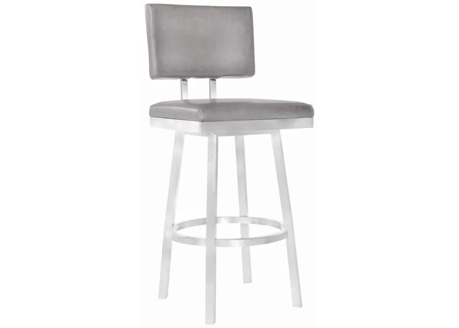 43.5" Swivel Bar Height Bar Chair - Gray / Silver