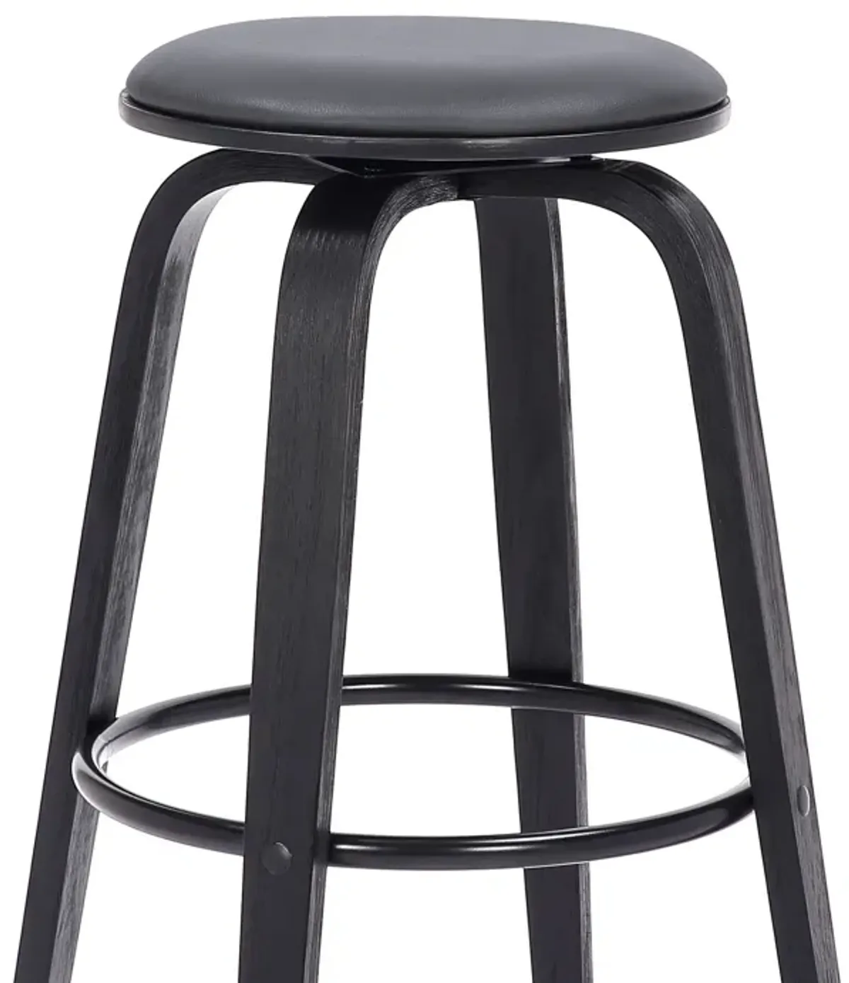 Solid Wood Swivel Backless Bar Height Bar Chair - Gray / Black