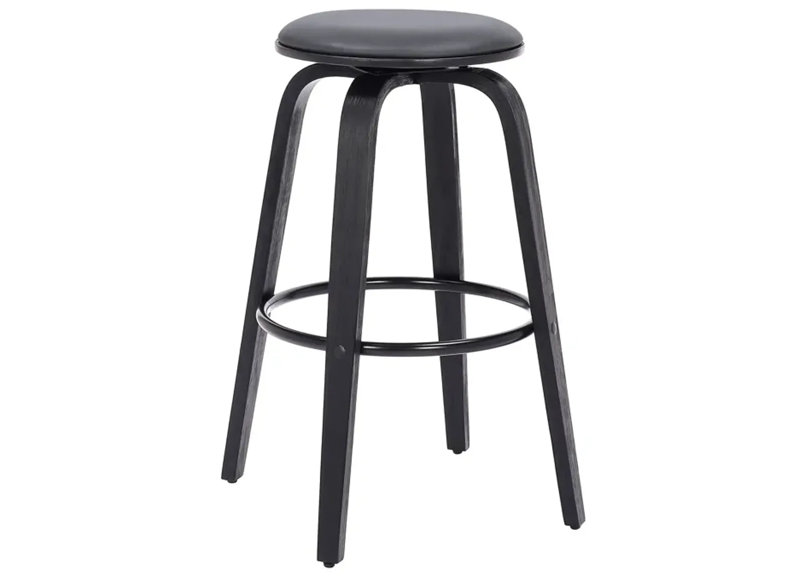 Solid Wood Swivel Backless Bar Height Bar Chair - Gray / Black