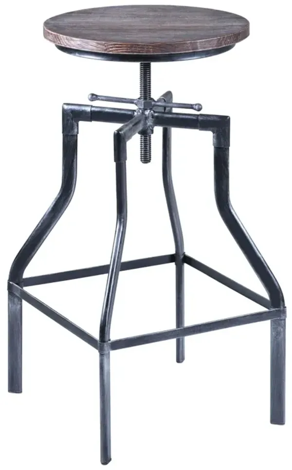 33" Iron Backless Adjustable Height Bar Chair - Brown / Gray