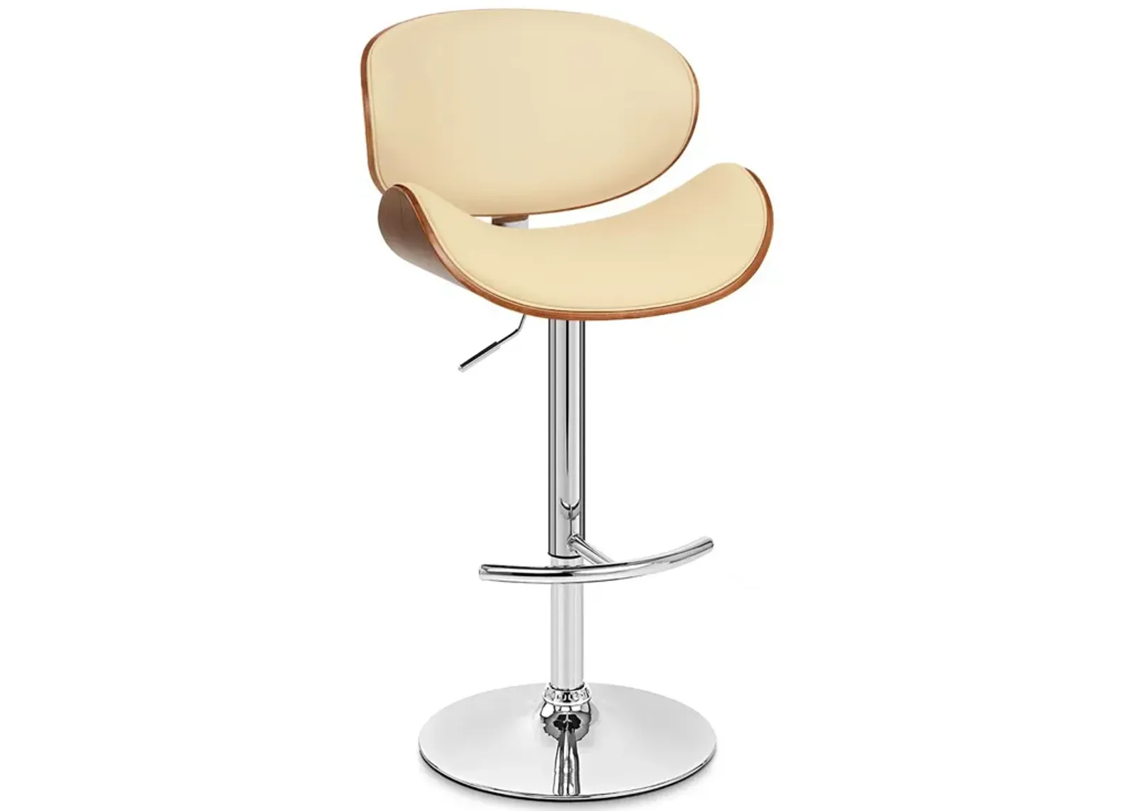 Swivel Low Back Adjustable Height Bar Chair - Cream / Silver