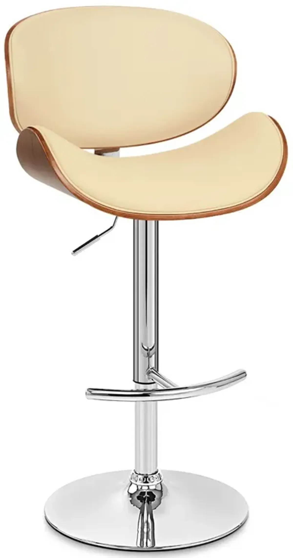 Swivel Low Back Adjustable Height Bar Chair - Cream / Silver