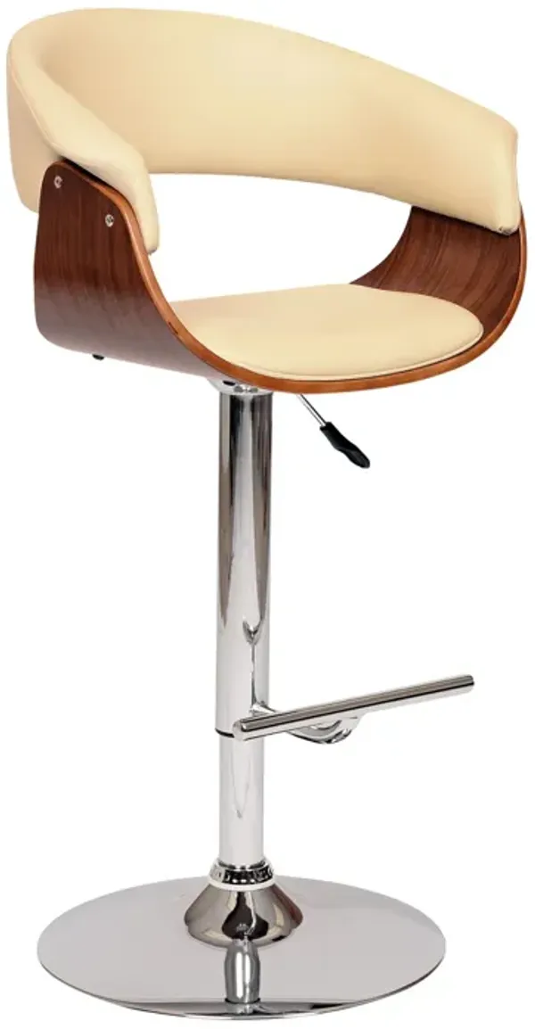 Swivel Low Back / Adjustable Height Bar Chair - Cream / Silver