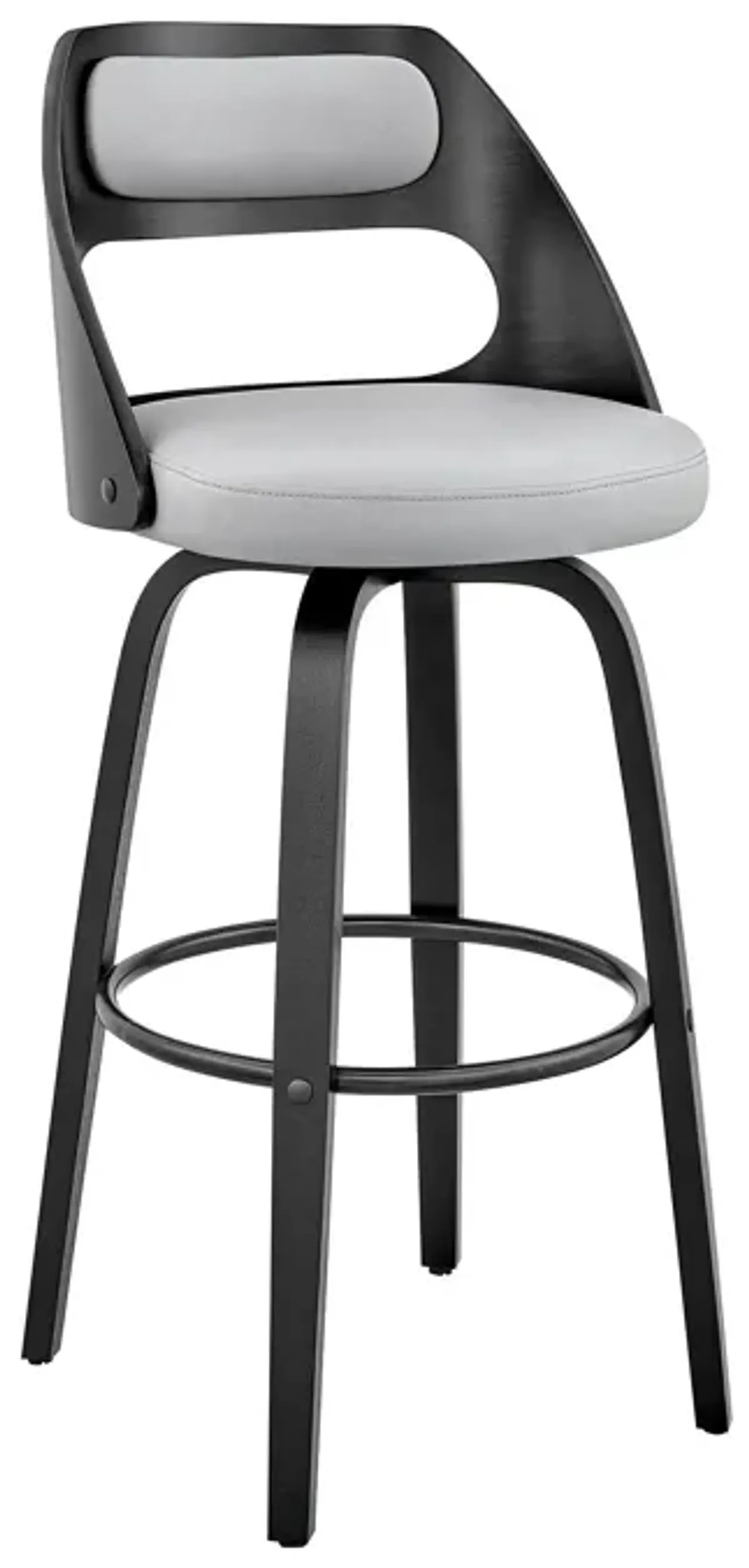 37" Faux Leather Swivel Counter Height Bar Chair - Gray / Black