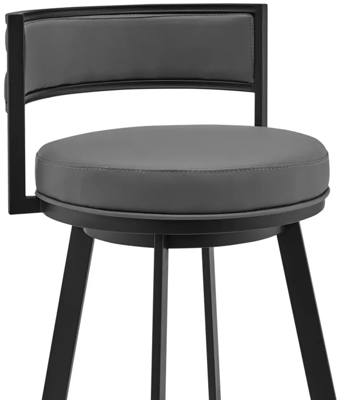 38" Faux Leather Swivel Low Back Bar Height Bar Chair - Gray / Black