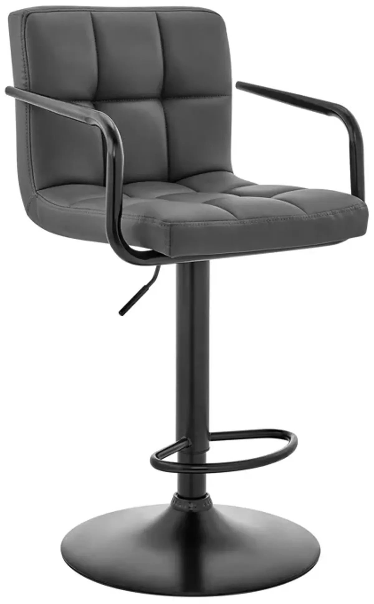 45" Faux Leather Swivel Low Back, Adjustable Height Bar Chair - Gray / Black