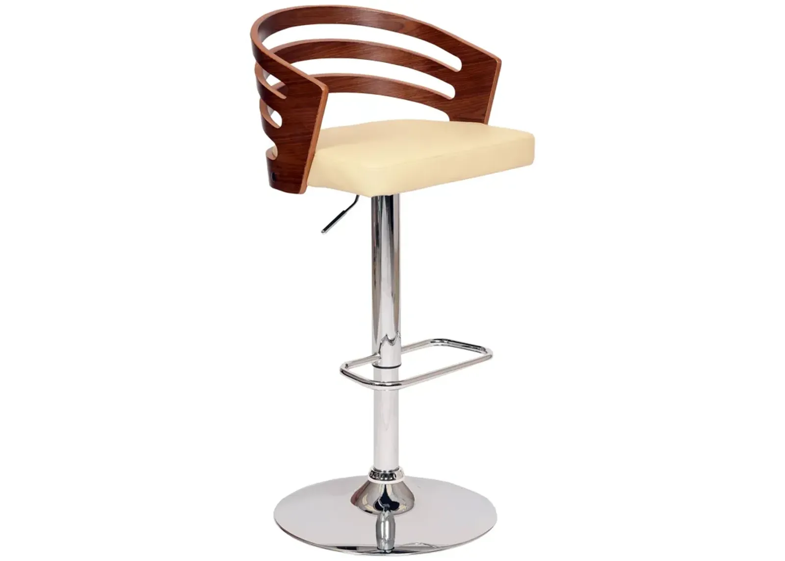 44" Swivel Low Back Adjustable Height Bar Chair - Cream / Silver