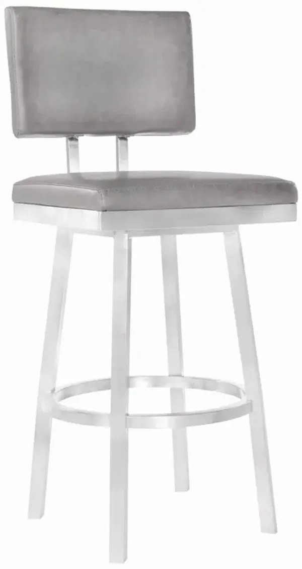 Swivel Counter Height Bar Chair - Light Gray / Silver