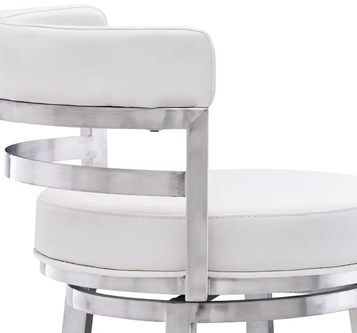 35" Faux Leather Swivel Low Back Counter Height Bar Chair - White