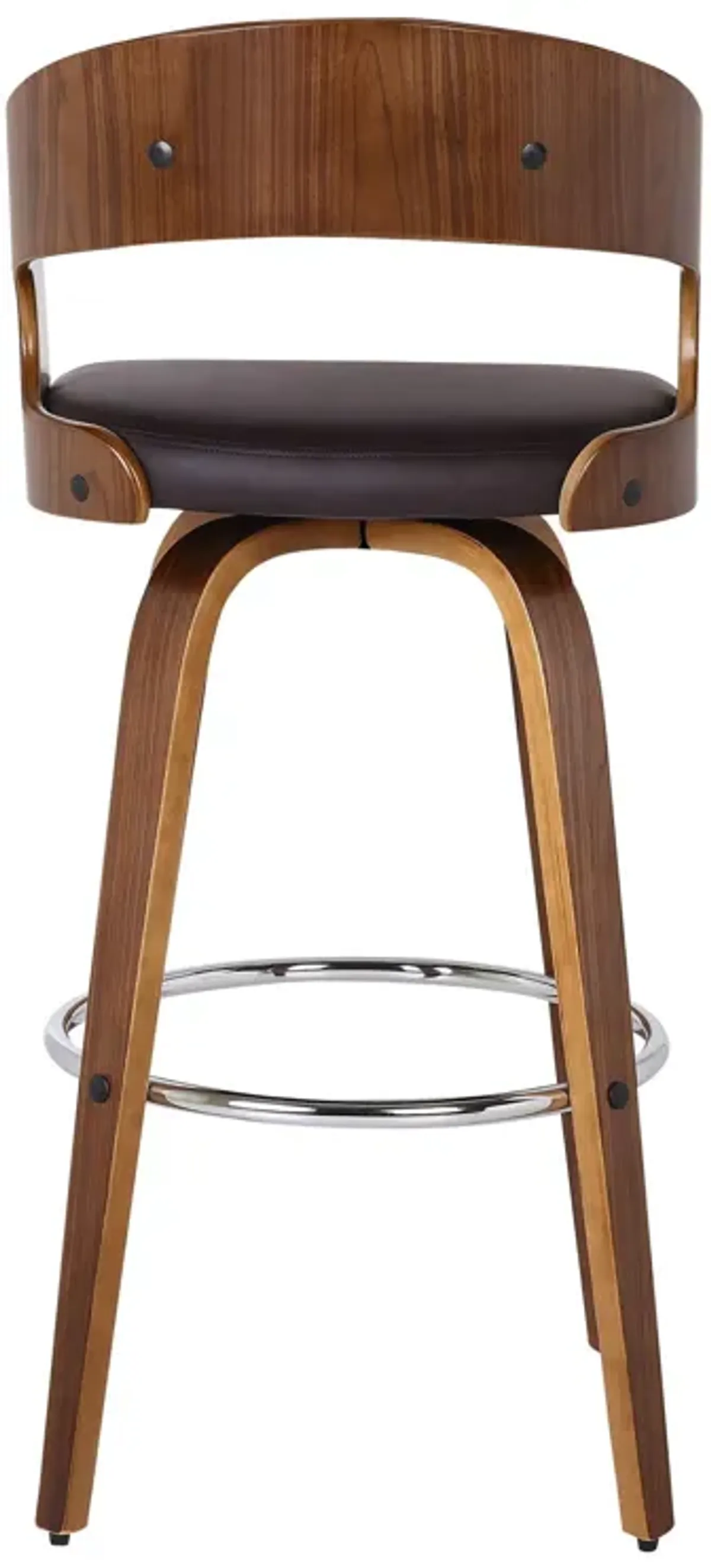 Solid Wood Swivel Low Back Bar Height Bar Chair - Brown