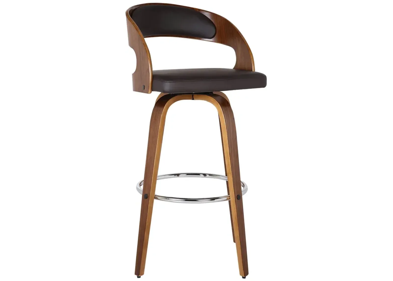 Solid Wood Swivel Low Back Bar Height Bar Chair - Brown