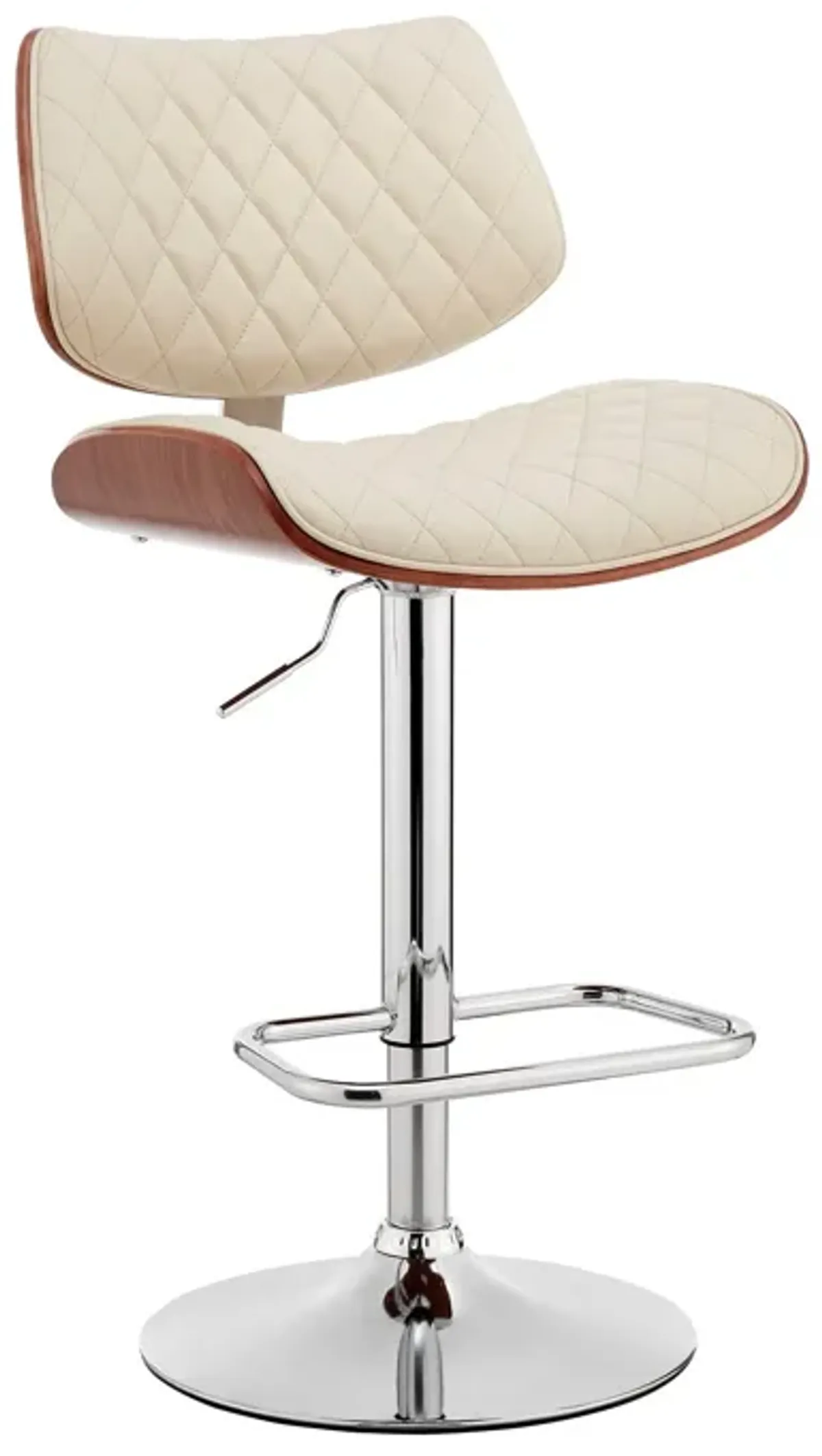 45" Faux Leather Swivel Low Back Adjustable Height Bar Chair - Cream / Silver