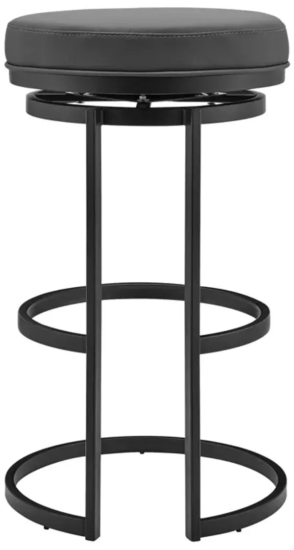 Faux Leather Swivel Backless Counter Height Bar Chair - Gray / Black