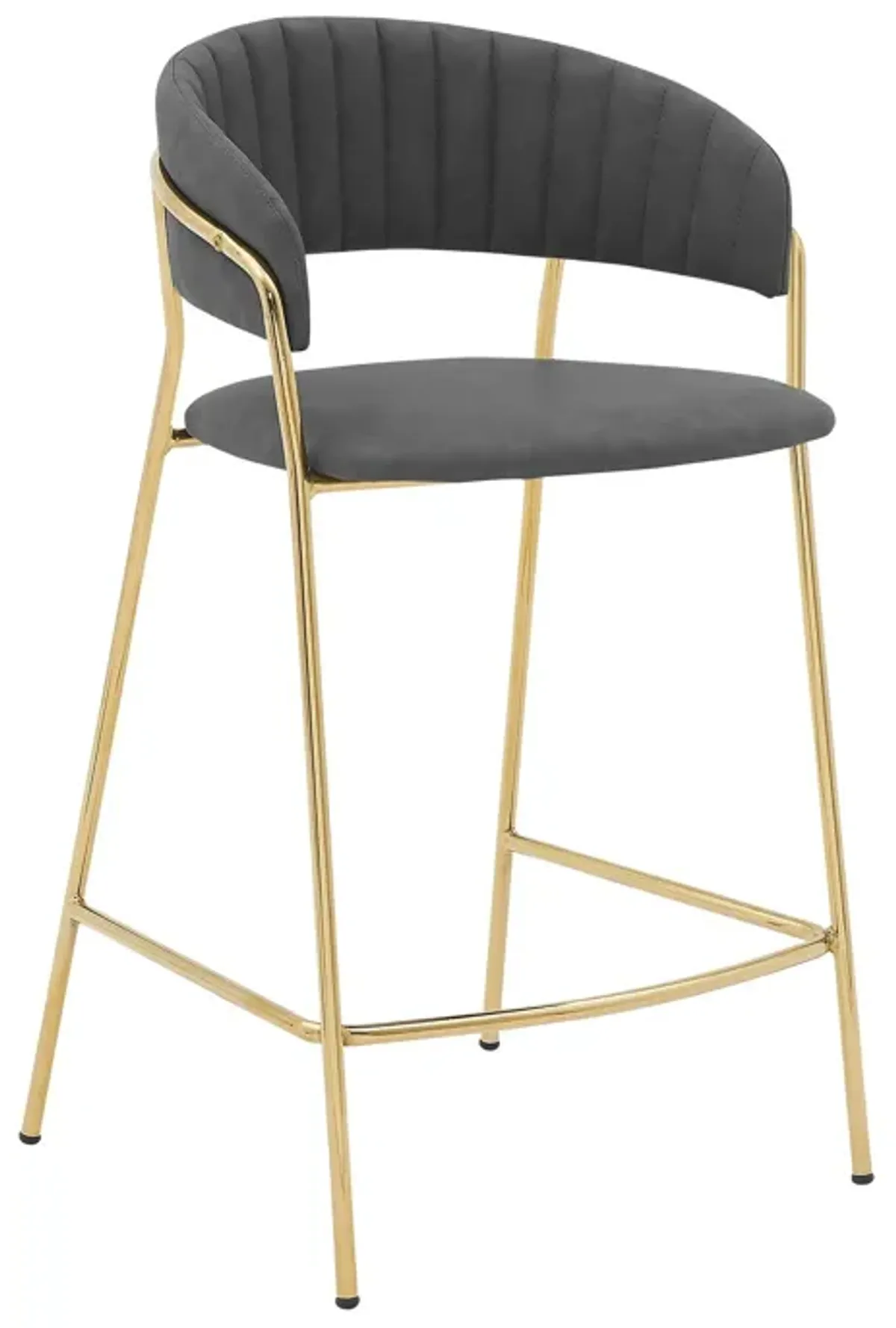 Low Back Counter Height Bar Chair - Gray / Gold