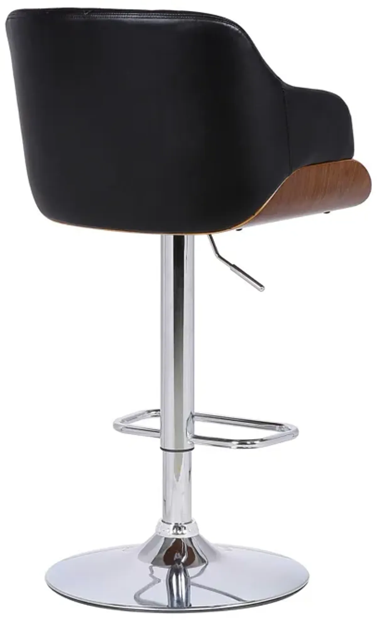 44" Faux Leather Swivel Low Back Adjustable Height Bar Chair - Black / Silver