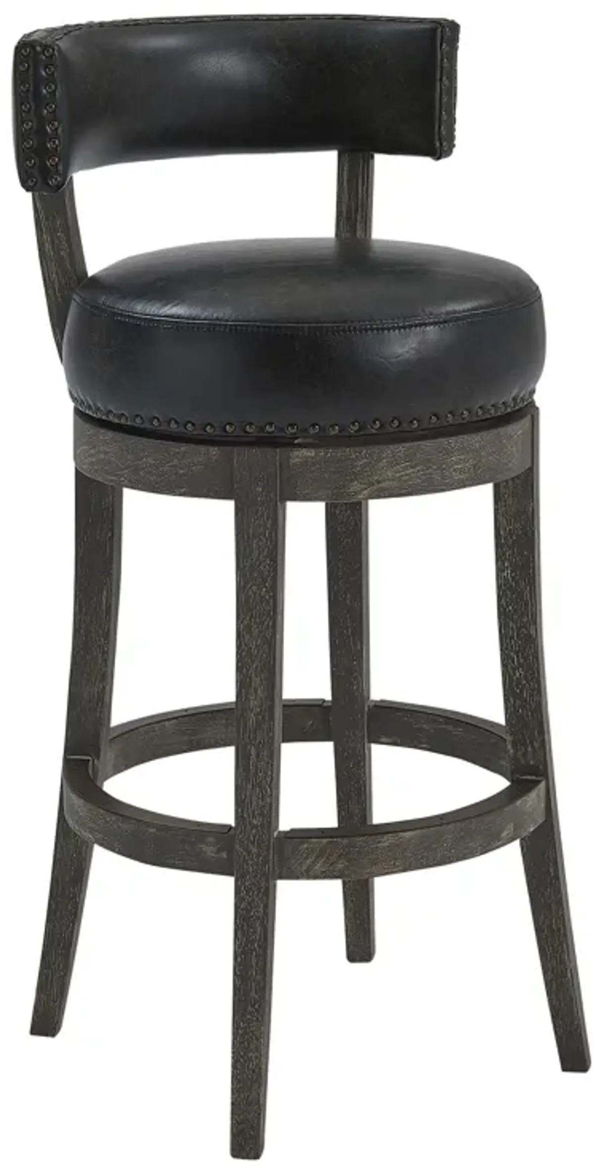 Solid Wood Swivel Low Back Bar Height Bar Chair - Onyx And Gray