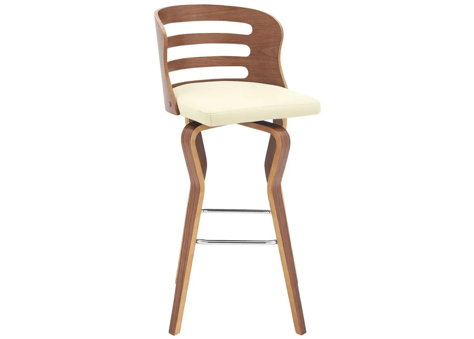 Faux Leather Swivel Low Back Bar Height Bar Chair - Cream / Brown