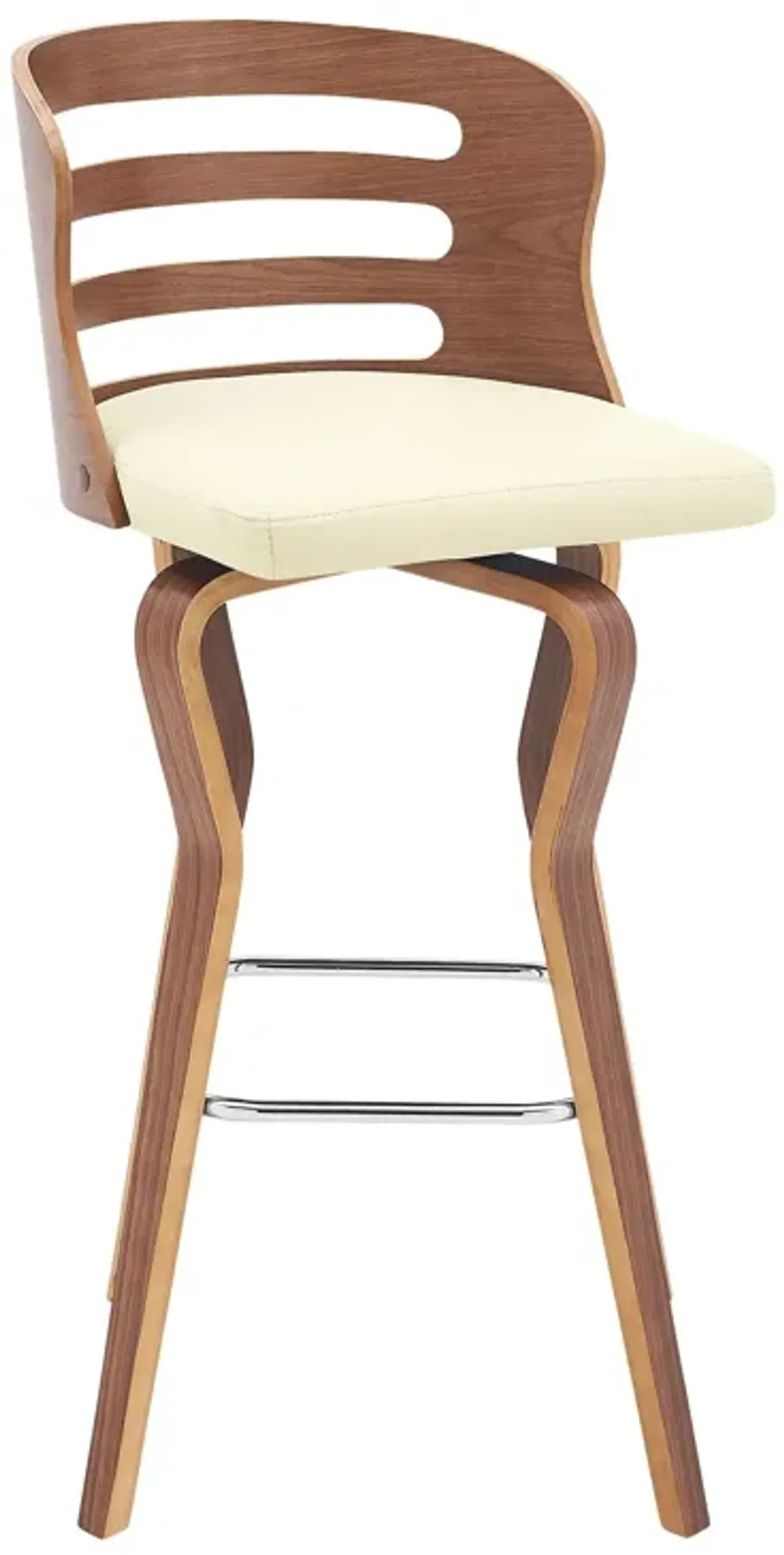 Faux Leather Swivel Low Back Bar Height Bar Chair - Cream / Brown