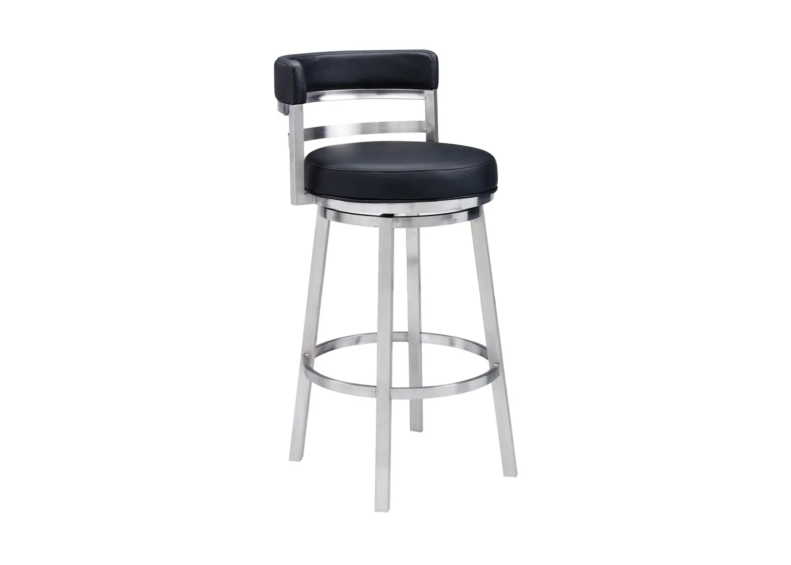 35" Swivel Low Back Counter Height Bar Chair - Black / Silver