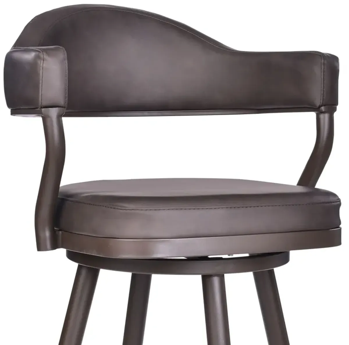 Faux Leather Swivel Counter Height Bar Chair - Dark Brown