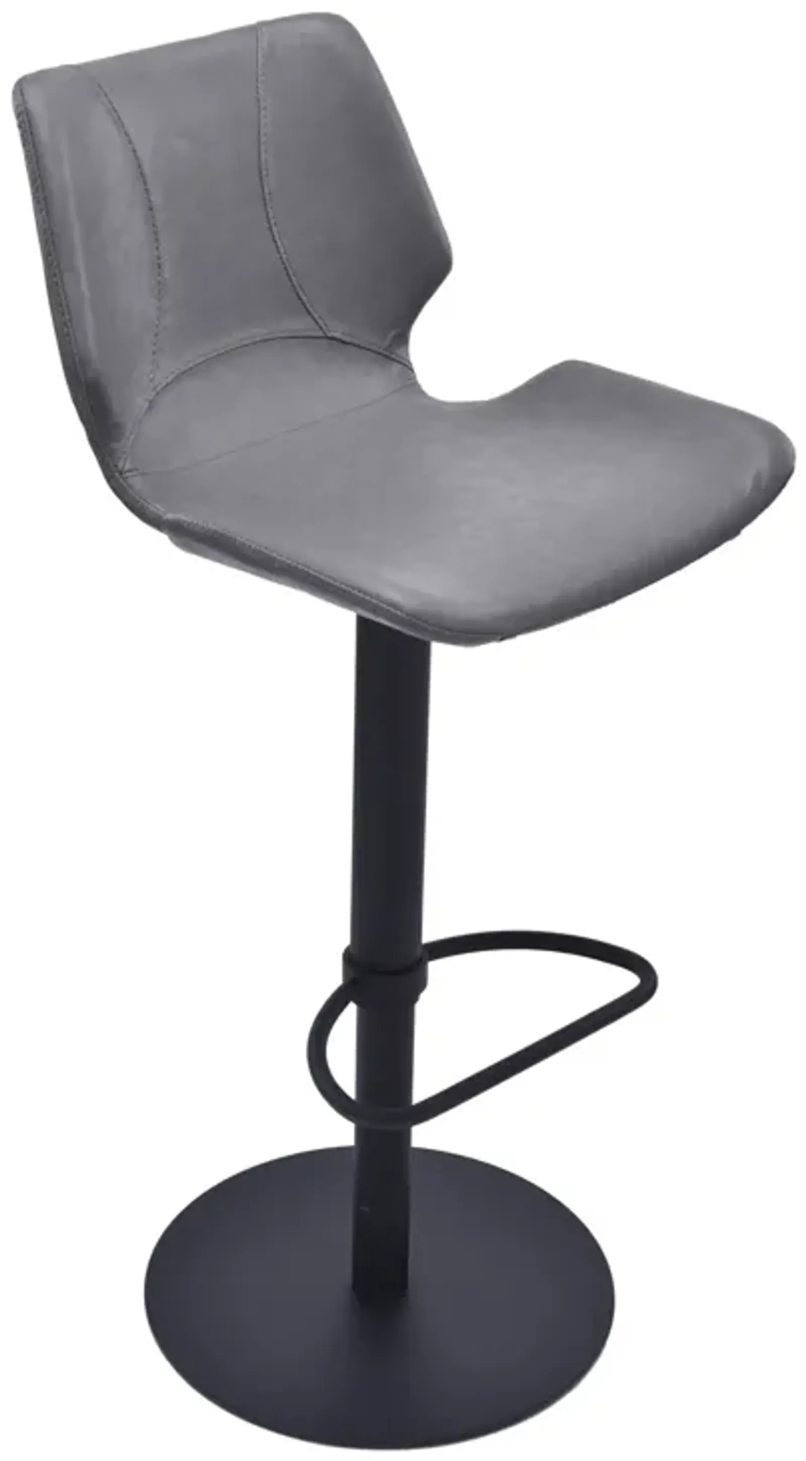 43" Faux Leather Swivel Low Back Adjustable Height Bar Chair - Gray / Black