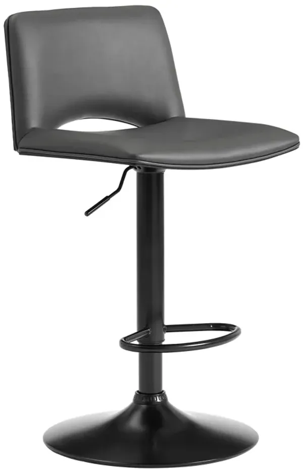 42" Faux Leather Swivel Low Back Adjustable Height Bar Chair - Gray / Black