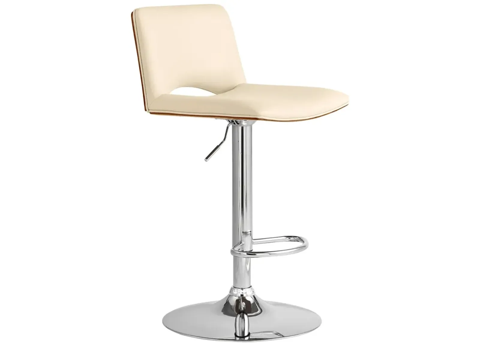 42" Faux Leather Swivel Low Back Adjustable Height Bar Chair - Cream / Silver