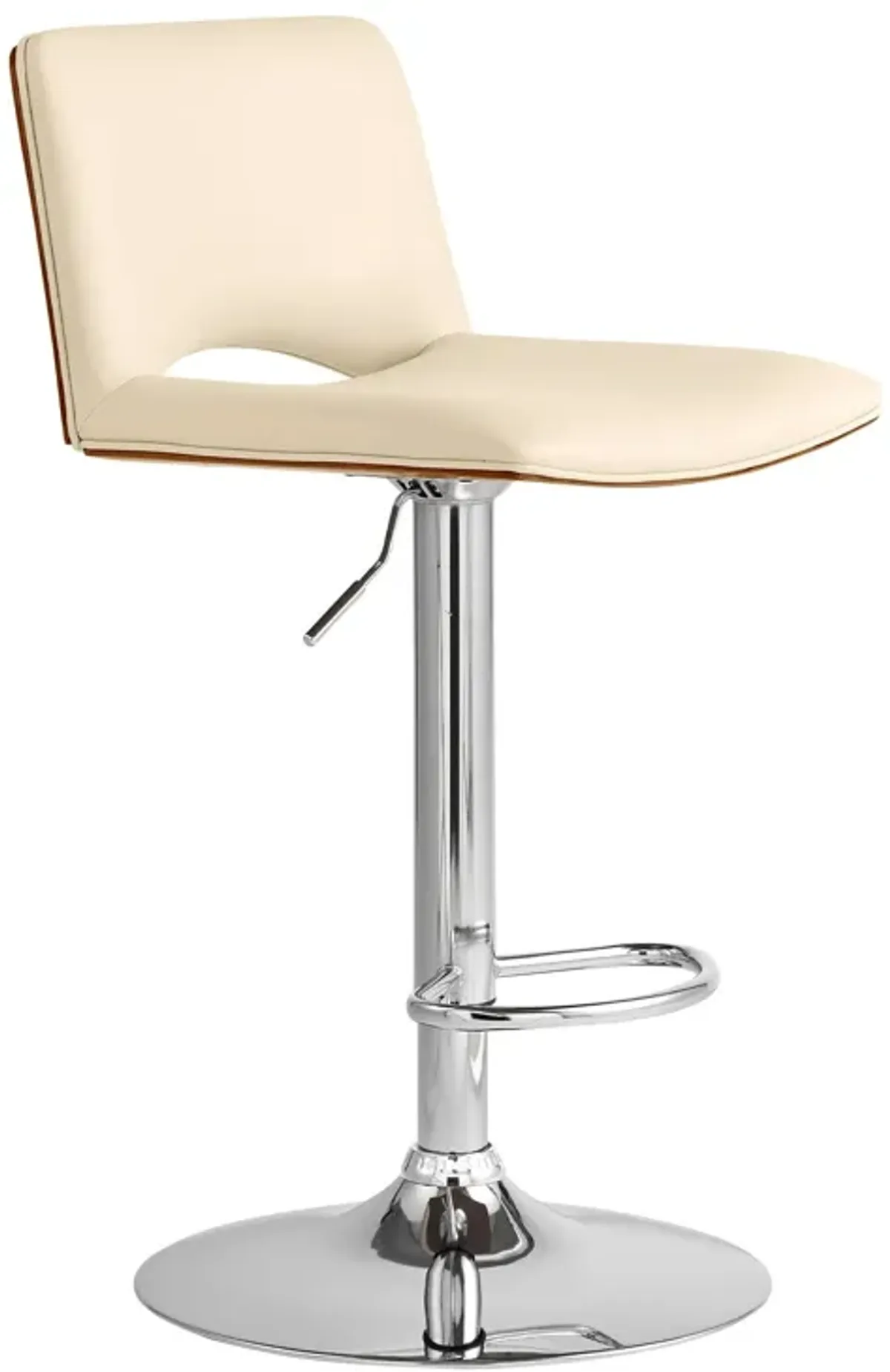 42" Faux Leather Swivel Low Back Adjustable Height Bar Chair - Cream / Silver