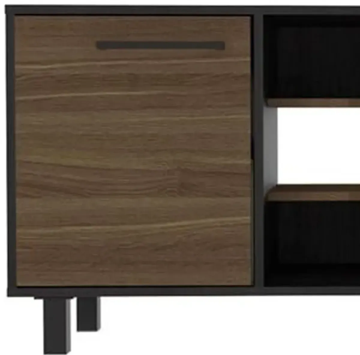 Particle Board Open Shelving TV Stand - Brown / Black