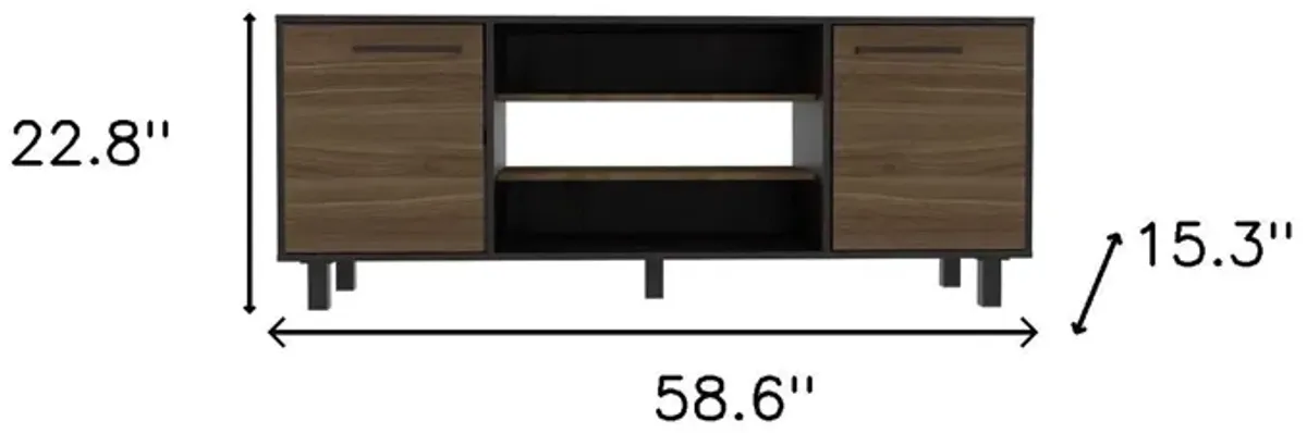 Particle Board Open Shelving TV Stand - Brown / Black