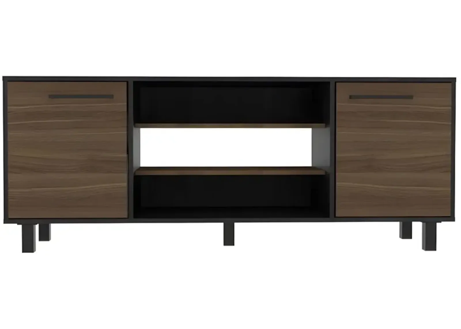 Particle Board Open Shelving TV Stand - Brown / Black