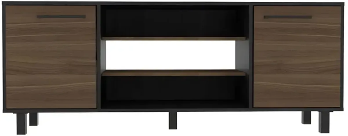 Particle Board Open Shelving TV Stand - Brown / Black