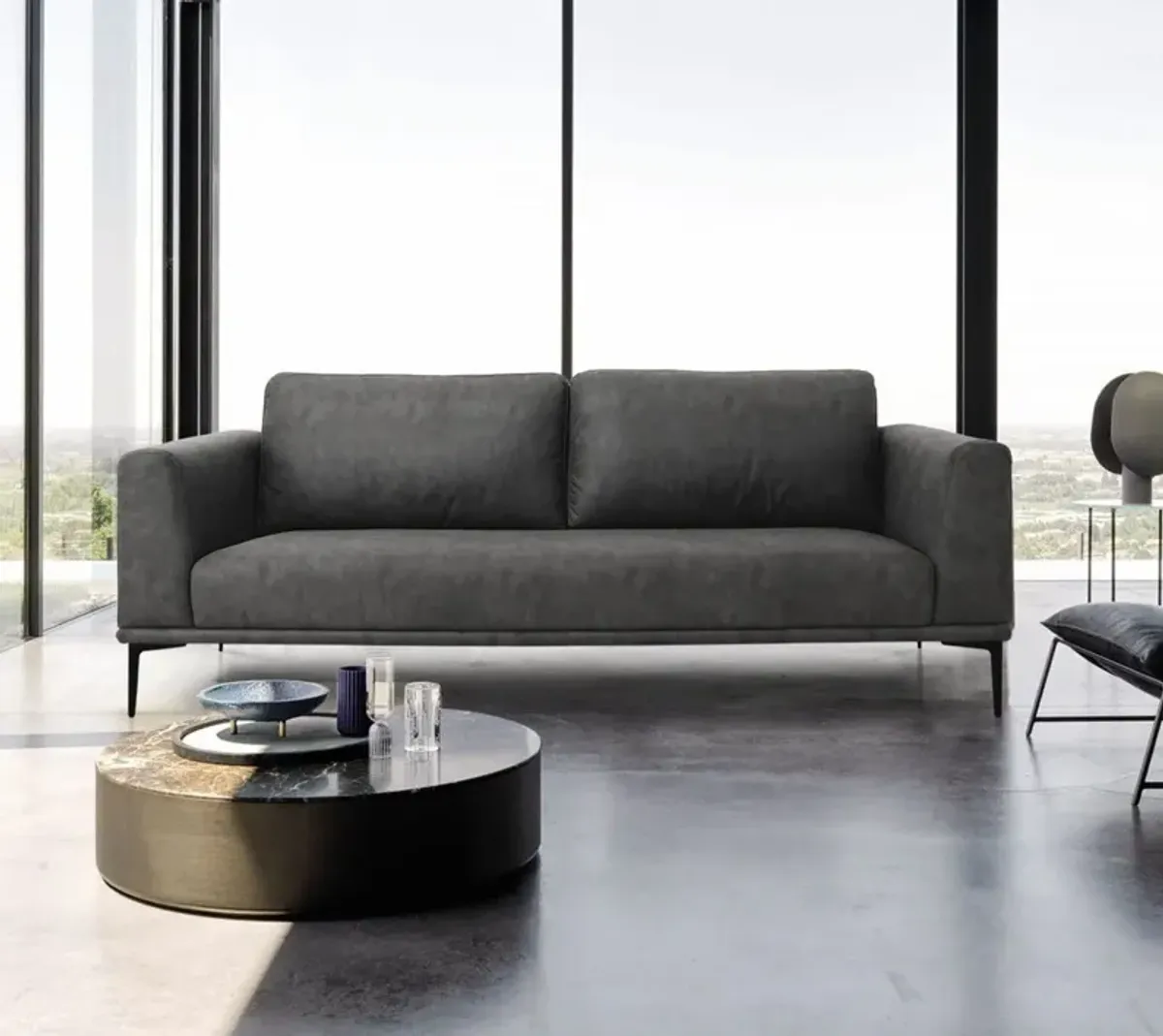 Modern Loveseat With Removable Cushions - Dark Gray