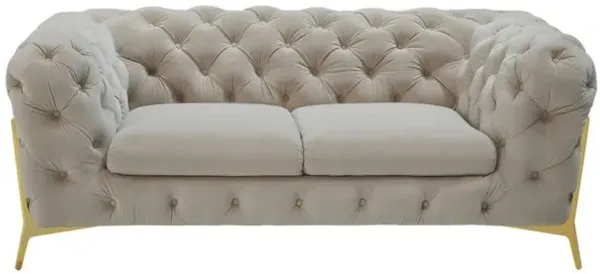 Glam Velvet And Gold Loveseat - Beige